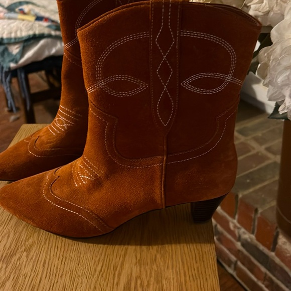 Anthropologie Silent D Taites Cowboy Boots Kitten Heeled Boots Taupe Size 40 - Picture 4 of 13